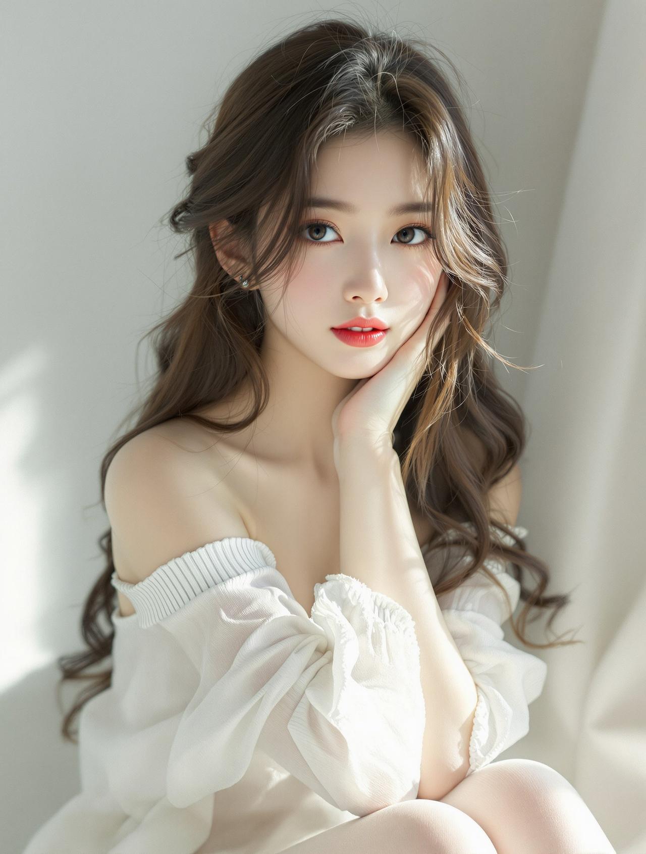 纯白世界的温柔少女 - 白丝写真风格高清写真大图